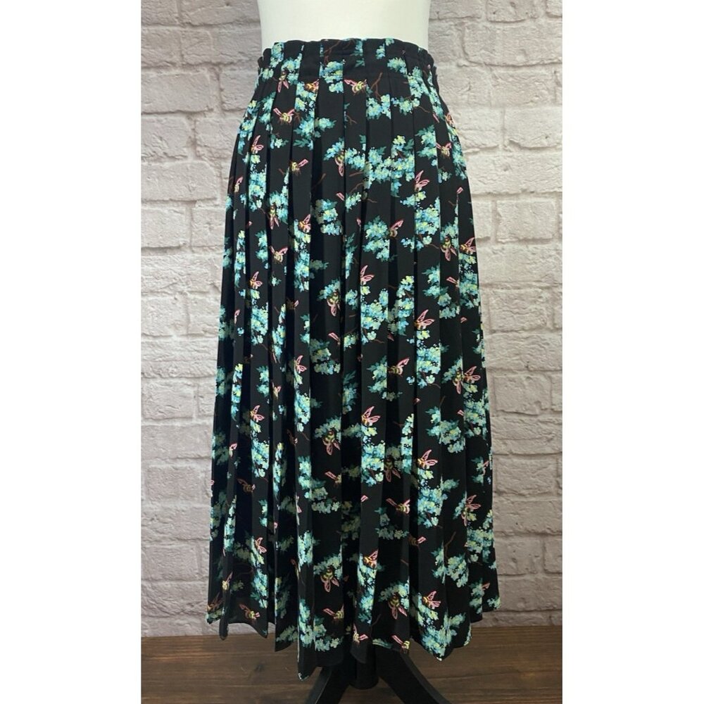 J Crew Botanical Bee Pleated Midi Skirt 16 Floral Dainty Feminine Whimsy 028